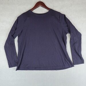 Eileen Fisher Organic Cotton Jersey Long Sleeve Tee in Blue Size Medium Blue